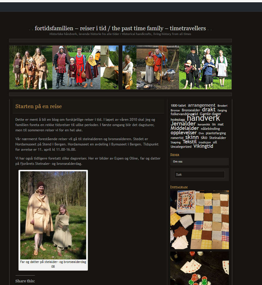 Starten på ein reise, bloggen ble opprettet i forbindelse med et kurs i 2010